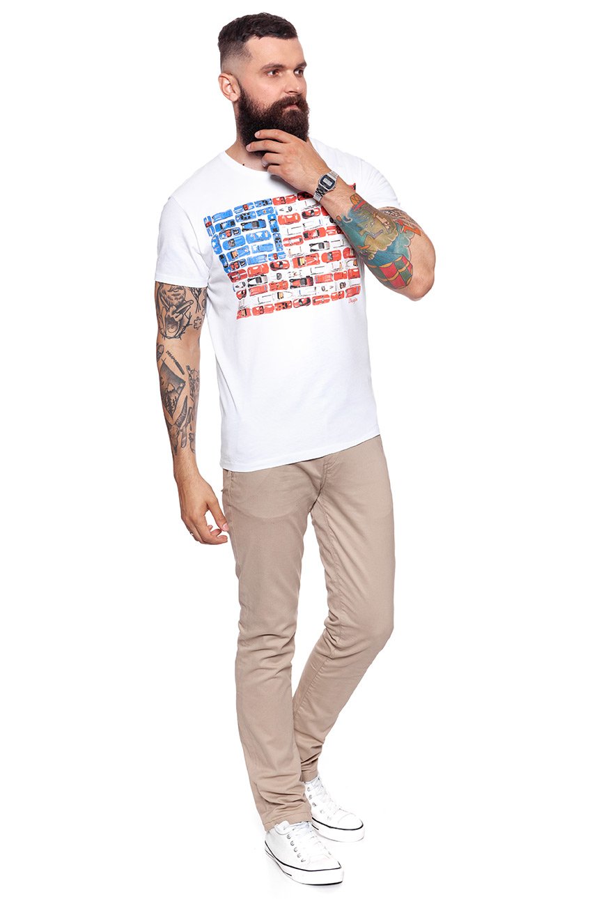 KOSZULKA WRANGLER S/S MODERN FLAG TEE WHITE W7A45FK12