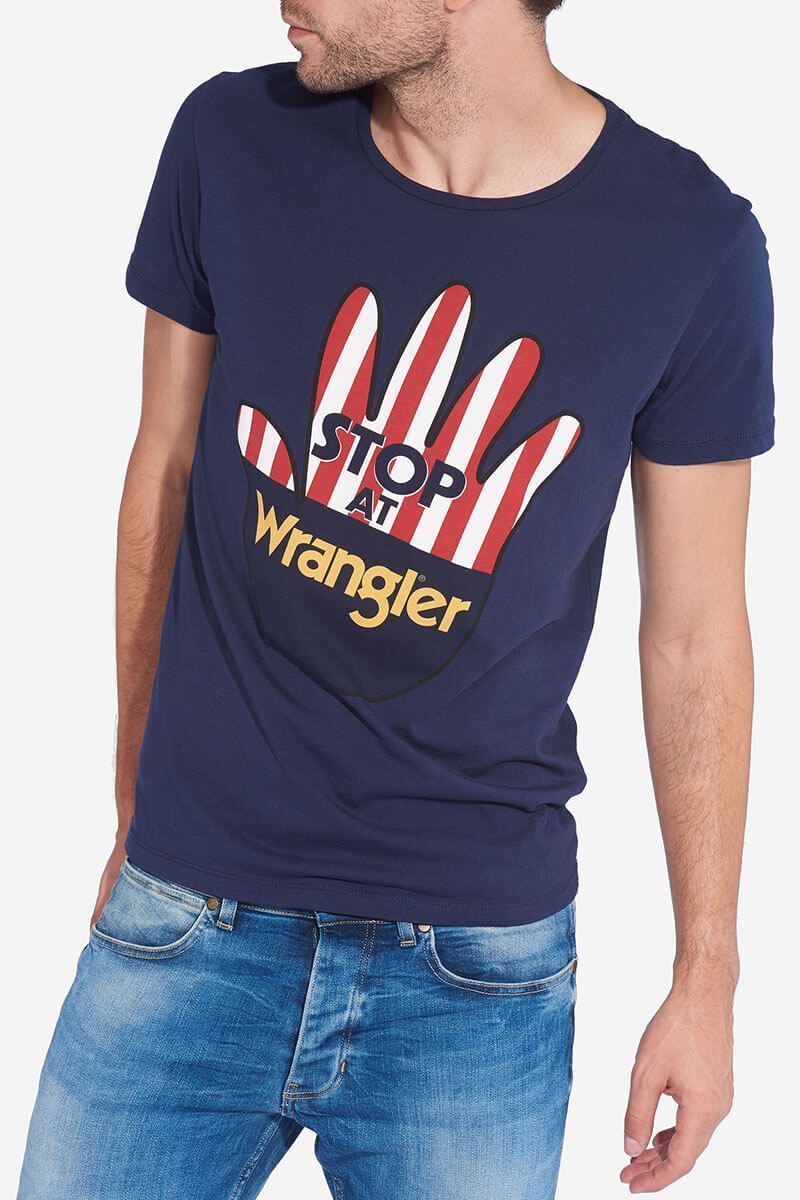 KOSZULKA WRANGLER S/S RN TEE NAVY W7A55D435