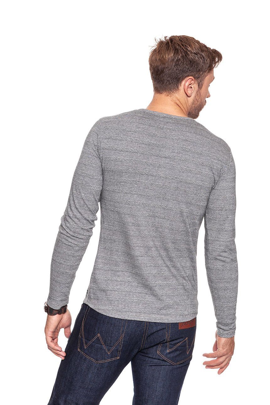 LONGSLEEVE WRANGLER L/S HENLEY DARK GREY MEL W7A48ET06