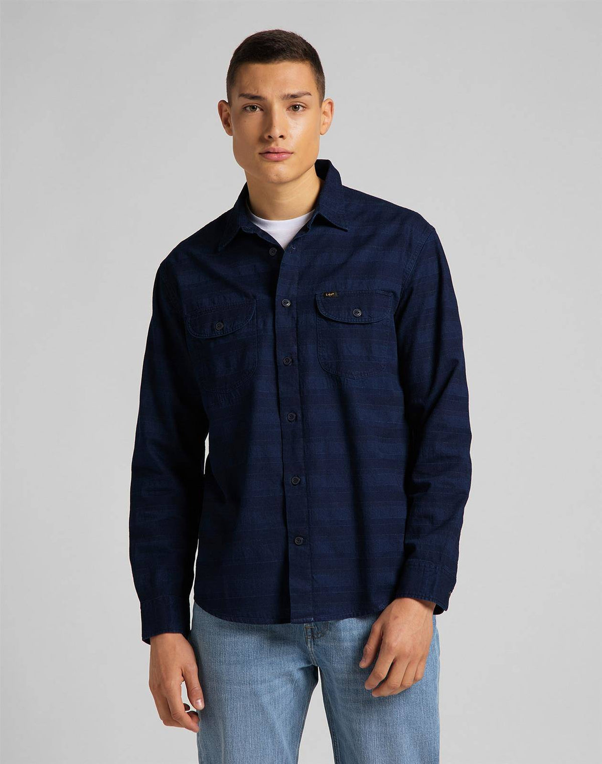 MĘSKA KOSZULA MATERIAŁOWA LEE WORKER SHIRT INDIGO L68HKPDK