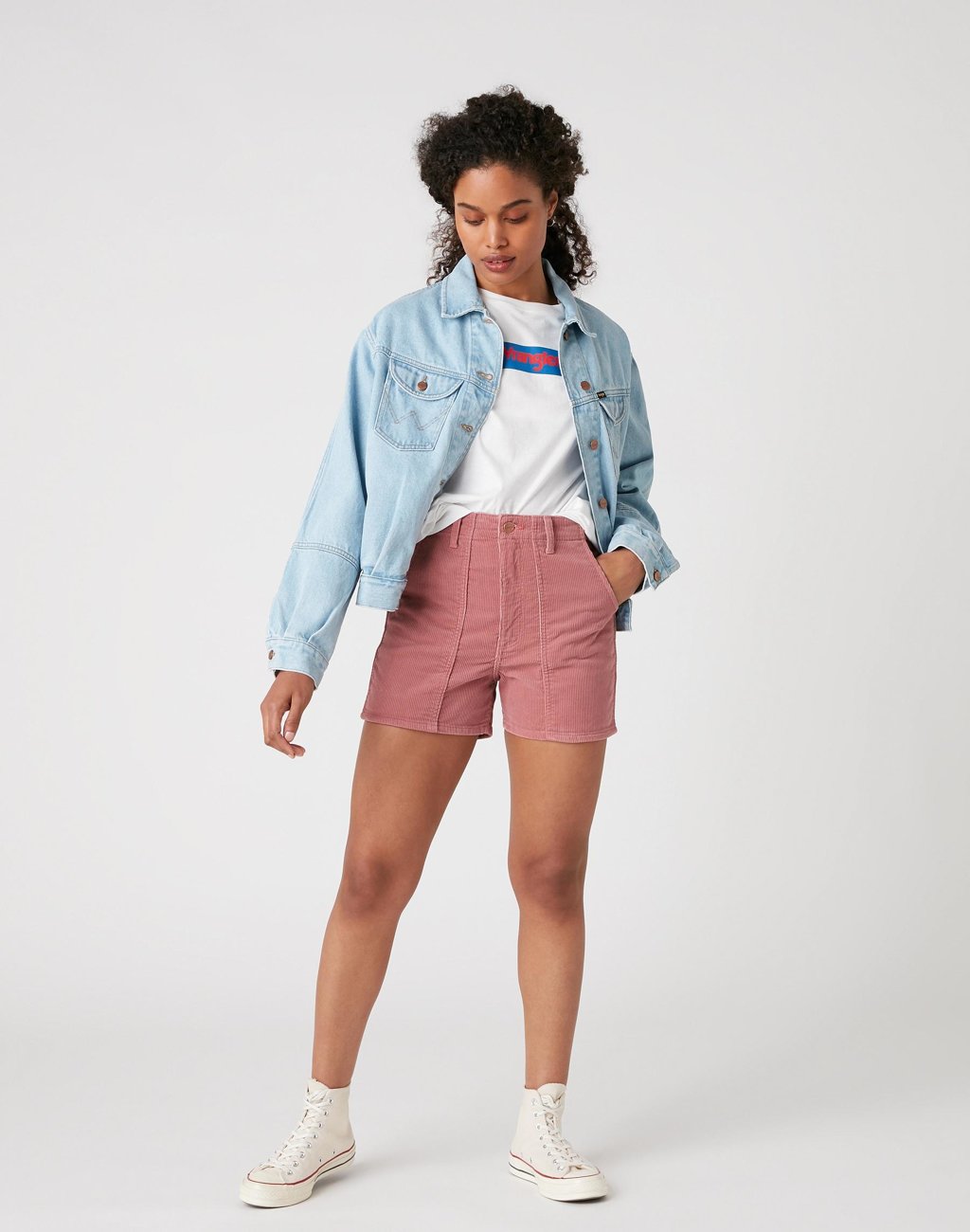 SPODENKI DAMSKIE WRANGLER MOM SHORT DUSTY ROSE W22DZNX97