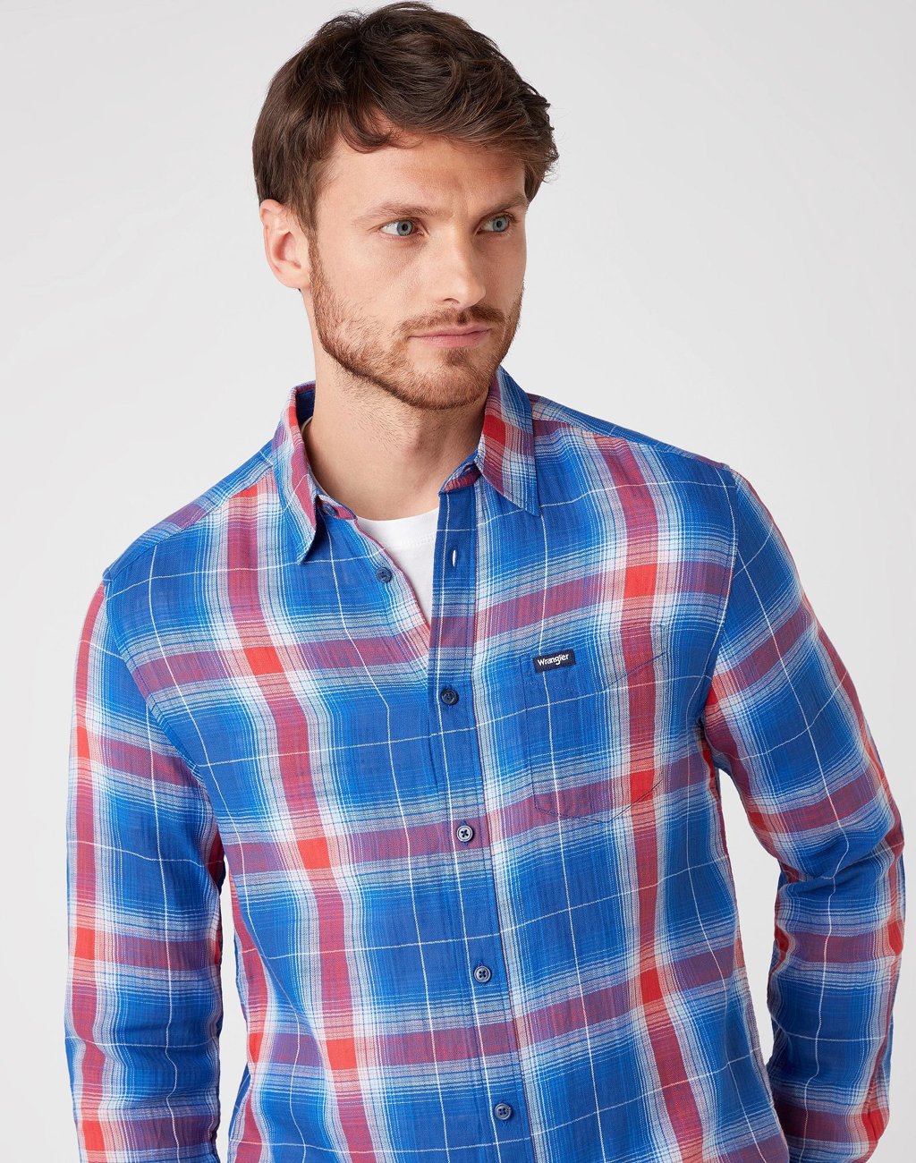 KOSZULA MĘSKA WRANGLER LS 1PKT SHIRT LIMOGES BLUE W5A16BX50