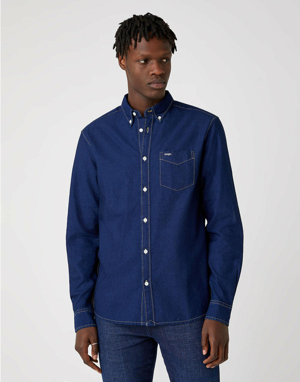 KOSZULA MĘSKA WRANGLER LS 1PKT BUTTON DOWN INDIGO W5A3BM452