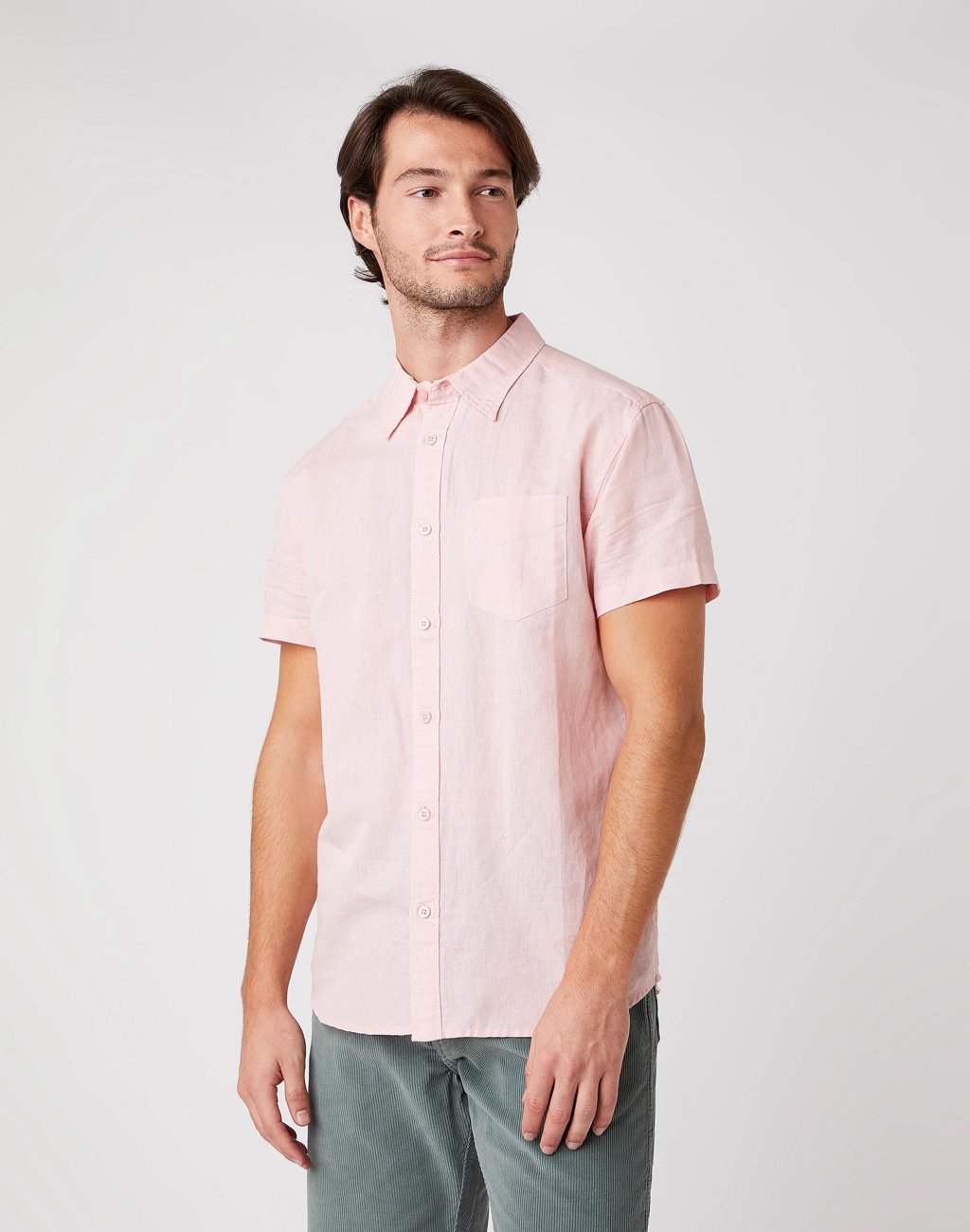 KOSZULA MĘSKA WRANGLER SS 1PKT SHIRT SILVER PINK W5J7LOXTU