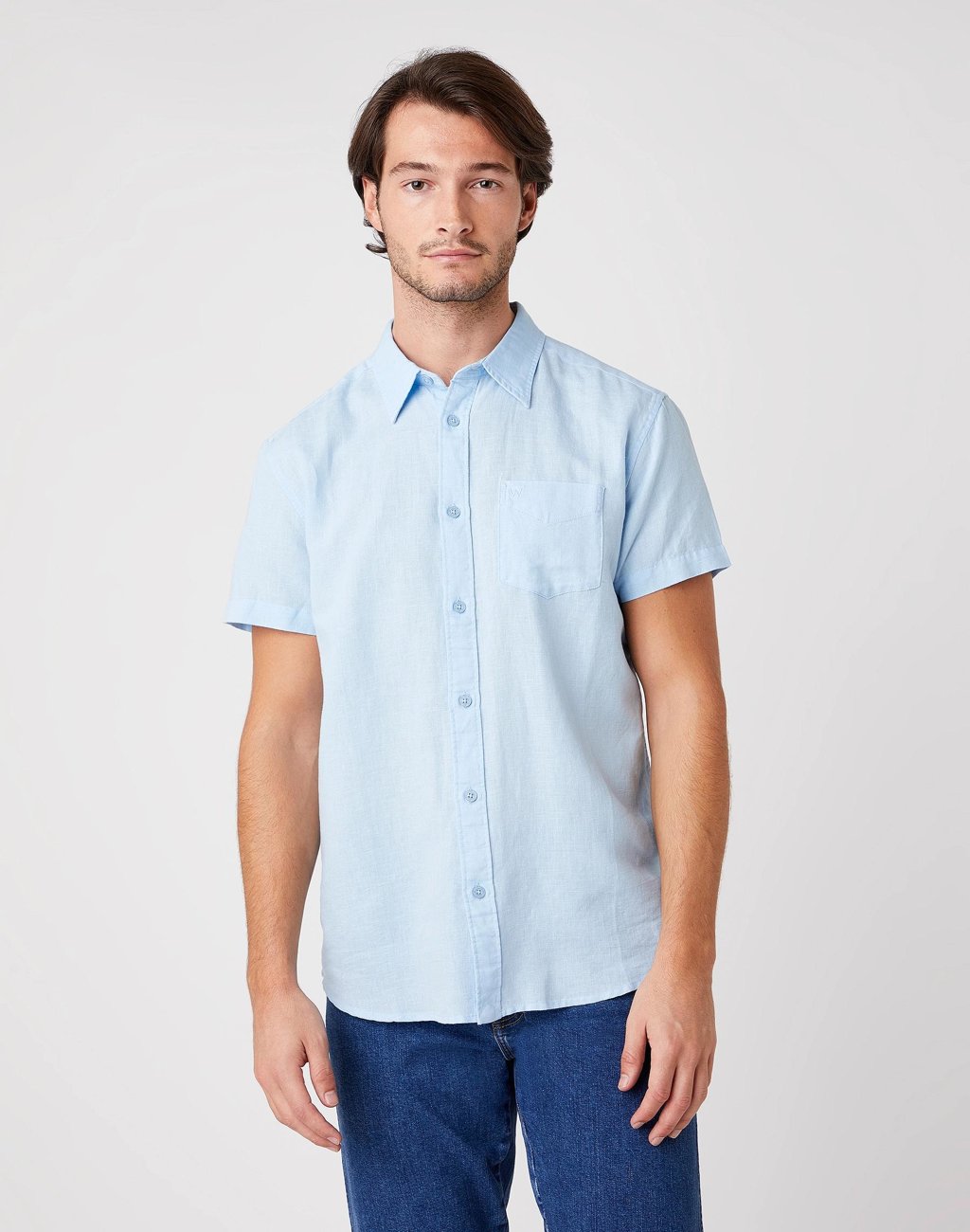 KOSZULA MĘSKA WRANGLER SS 1PKT SHIRT CERULEAN BLUE W5J7LOXVT