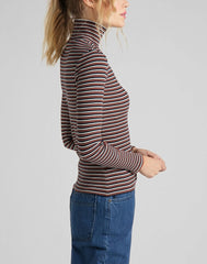 DAMSKI SWETER LEE LS STRIPED RIB TEE BURNT OCRA L40SYLOM