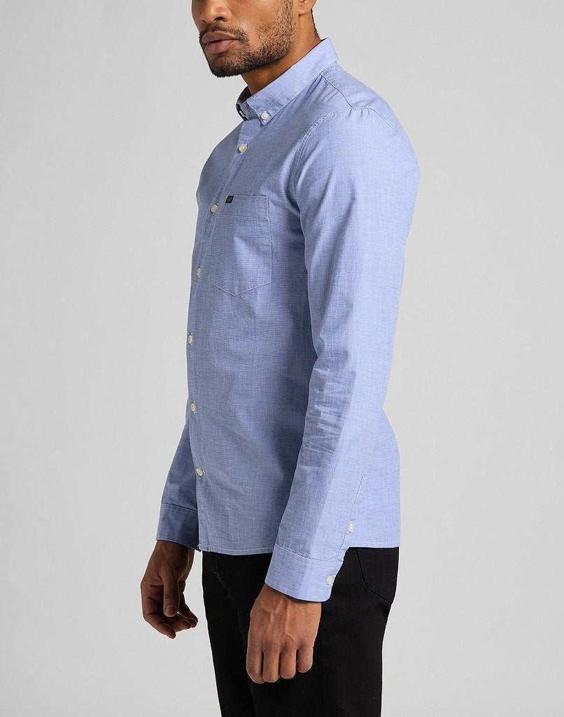 KOSZULA MATERIAŁOWA MĘSKA LEE SLIM BUTTON DOWN WASHED BLUE L66XNFLR