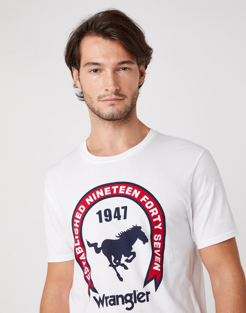 MĘSKI T-SHIRT WRANGLER SS AMERICANA TEE WHITE  W7AGD3989