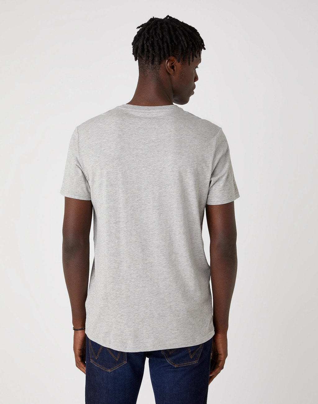 MĘSKI T-SHIRT WRANGLER SS AMERICANA TEE MID GREY MEL  W7AGD3X37