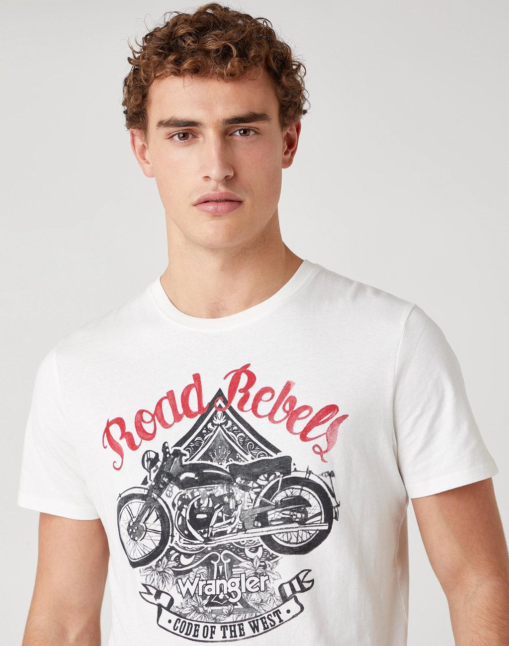 MĘSKI T-SHIRT WRANGLER SS BIKER TEE OFF WHITE  W7H2D3737