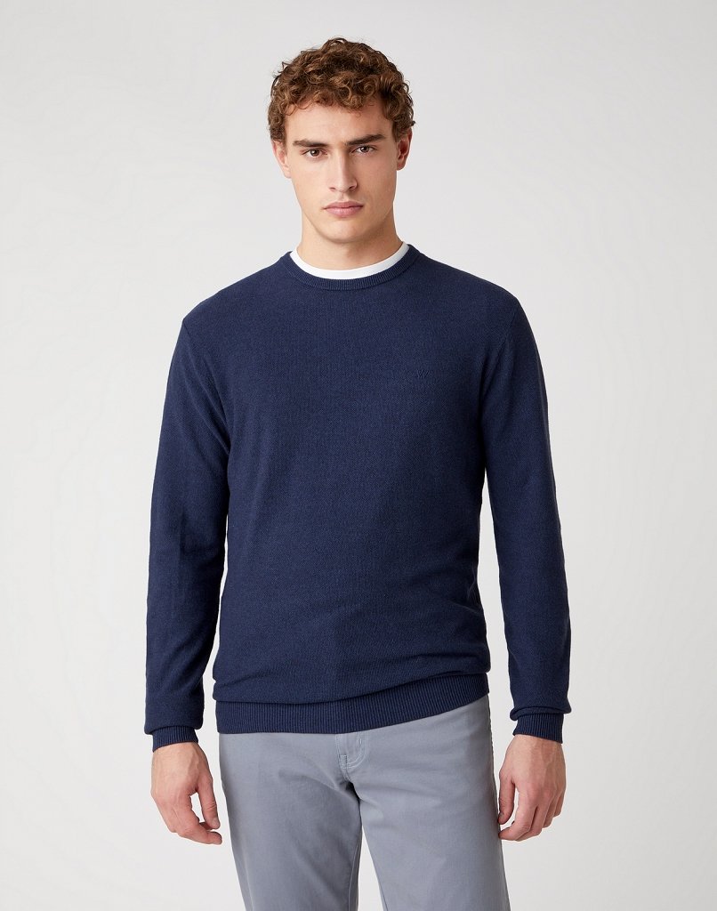 MĘSKI SWETER WRANGLER CREW KNIT NAVY W8P2PD114