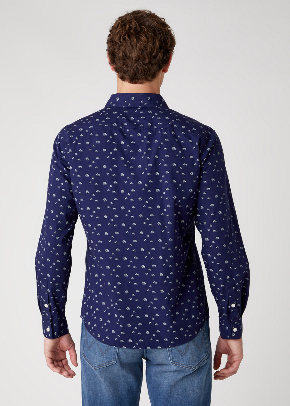 MĘSKA KOSZULA MATERIAŁOWA WRANGLER LS 1PKT SHIRT INDIGO W5D0N4452