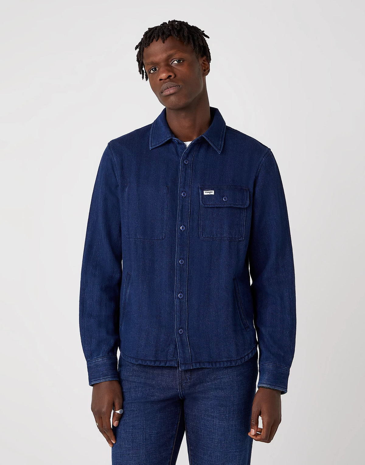 MĘSKA KOSZULA JEANSOWA WRANGLER LS OVERSHIRT DARK INDIGO W5J8N3X1E