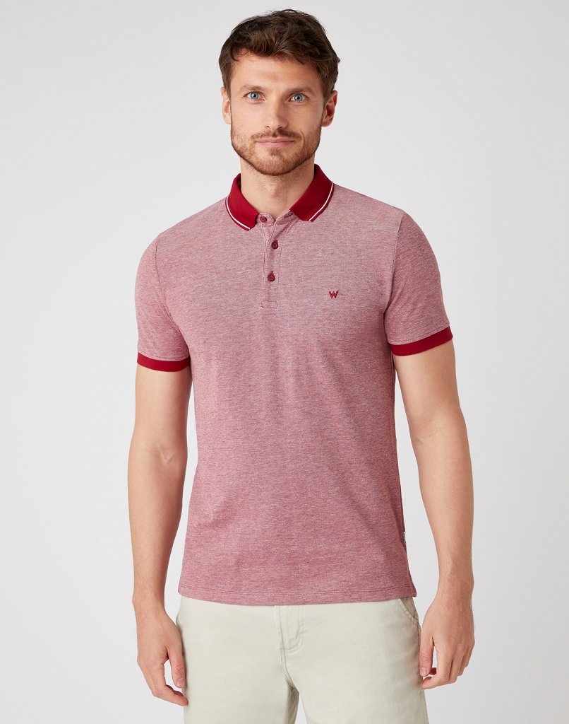 MĘSKIE POLO WRANGLER SS REFINED POLO BIKING RED W7AFKHX2G