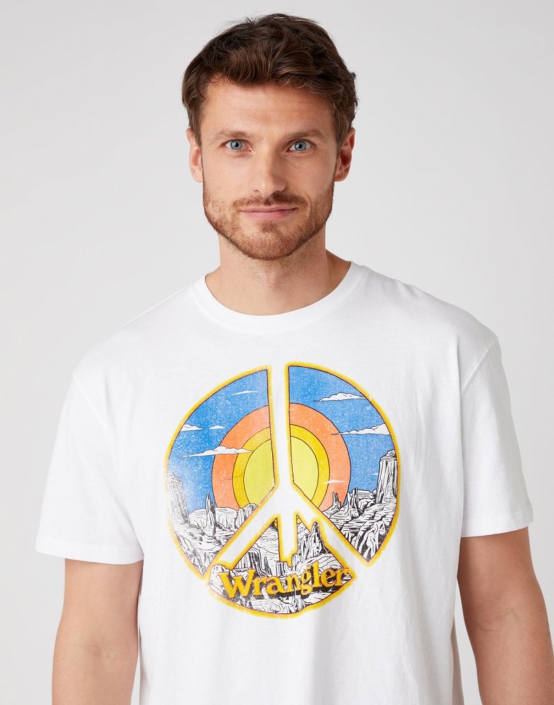 T-SHIRT MĘSKI WRANGLER SS CAR TEE WHITE W7APGF989