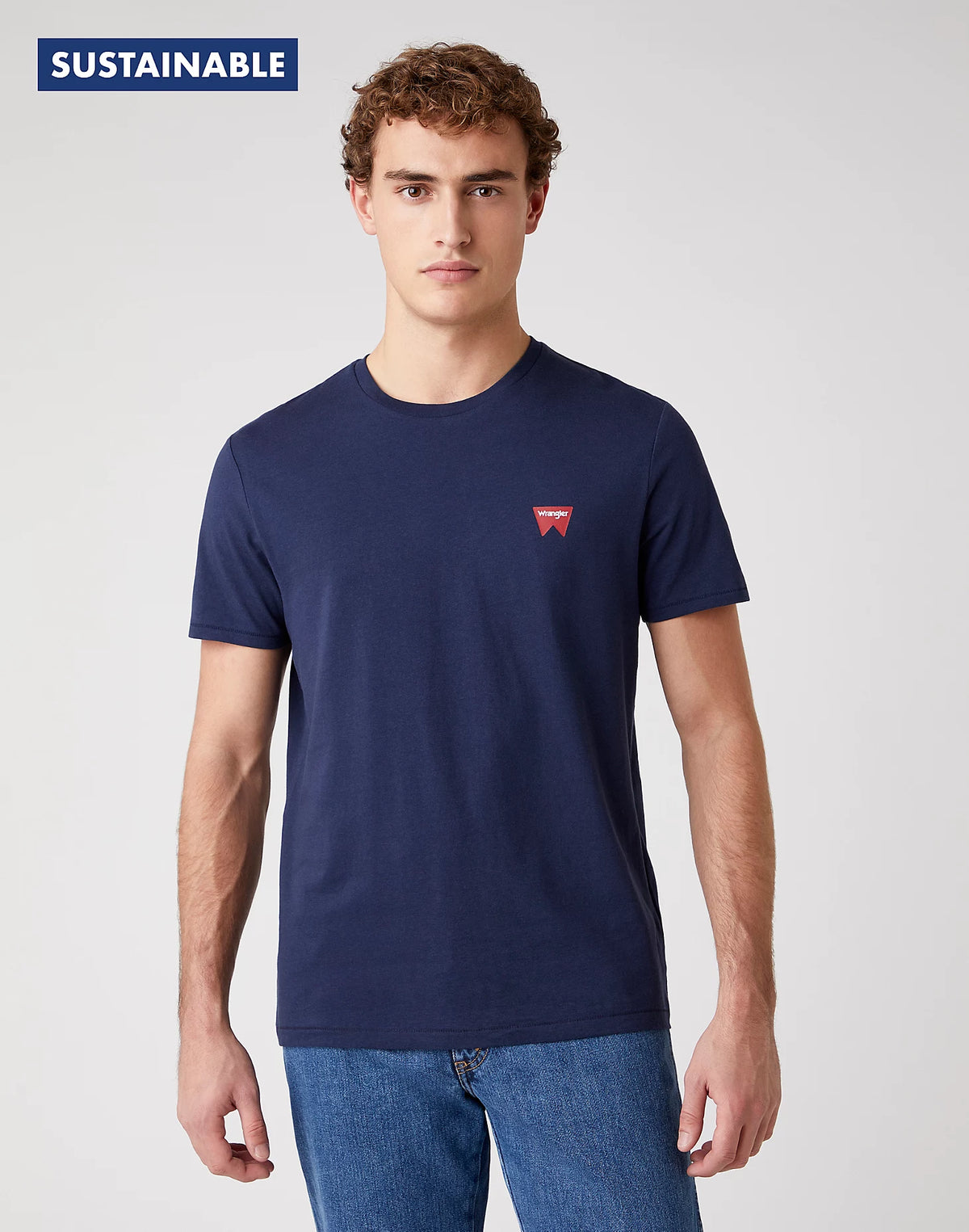 MĘSKI T-SHIRT WRANGLER SS SIGN OFF TEE NAVY W7C07D335