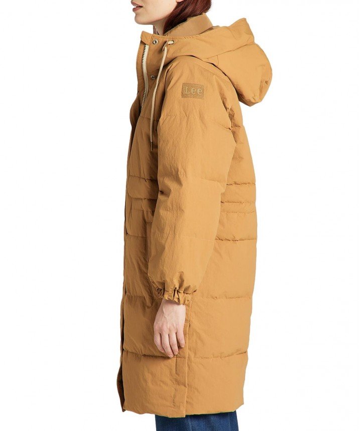 LEE LONG PUFFER DAMSKA KURTKA PARKA TOBACCO BROWN L56IXWSZ