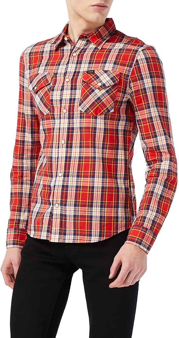 LEE CLEAN WESTERN SHIRT MĘSKA KOSZULA BRIGHT RED L644CZEF