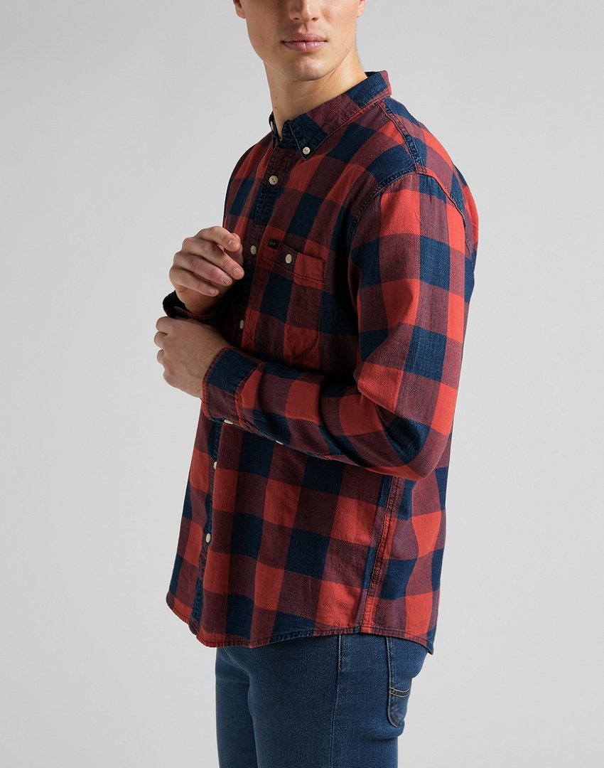 LEE RIVETED SHIRT MĘSKA KOSZULA W KRATĘ  REAL RED L66IOVUI