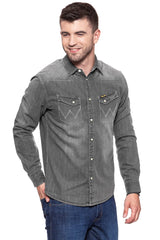 KOSZULA JEANSOWA MĘSKA WRANGLER L/S WESTERN SHIRT GREY INDIGO W5779MR6E