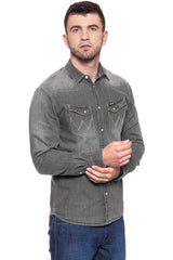 KOSZULA JEANSOWA MĘSKA WRANGLER L/S WESTERN SHIRT GREY INDIGO W5779MR6E