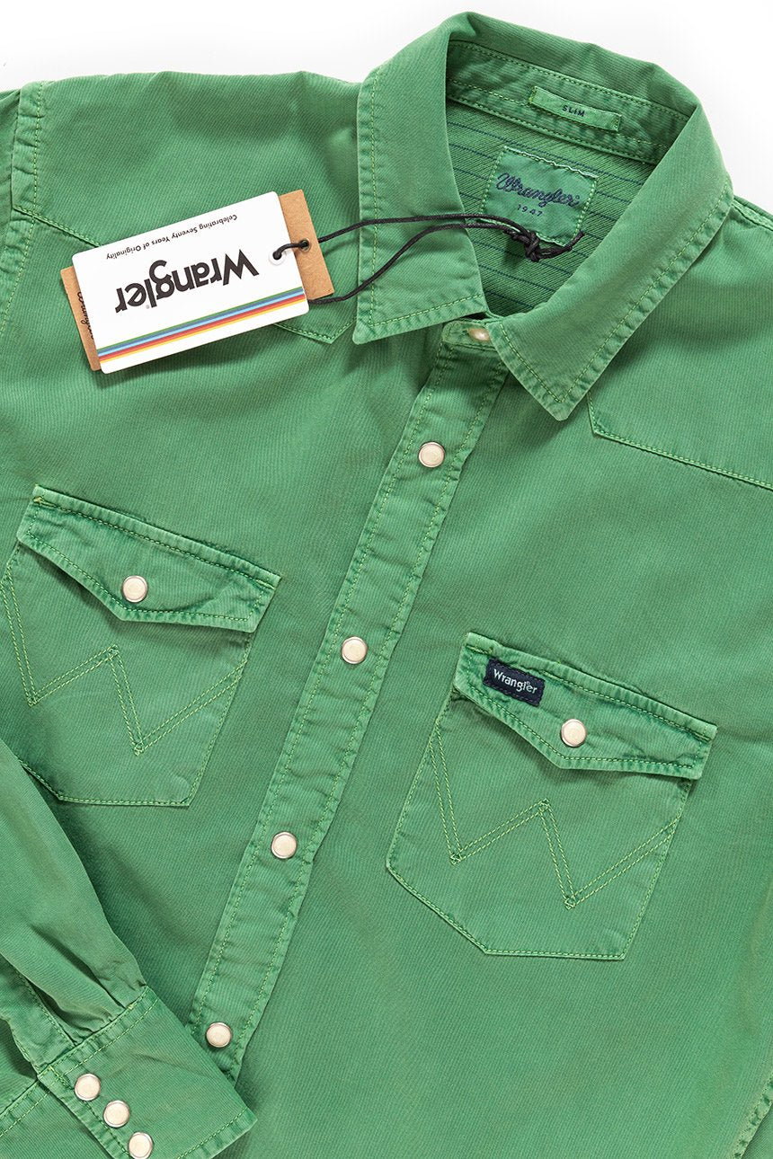 KOSZULA WRANGLER WESTERN SHIRT FAIRWAY GREEN W5965MV1Q