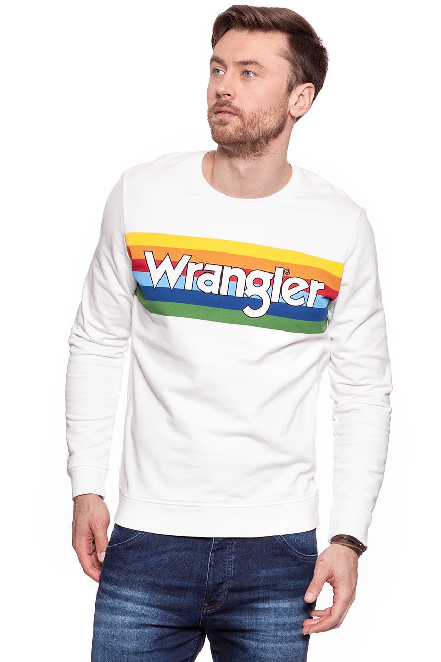 BLUZA WRANGLER MĘSKA RAINBOW SWEAT OFFWHITE W6528HP02