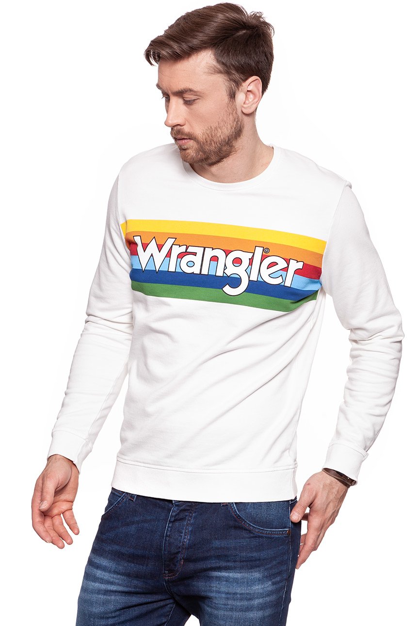 BLUZA WRANGLER MĘSKA RAINBOW SWEAT OFFWHITE W6528HP02