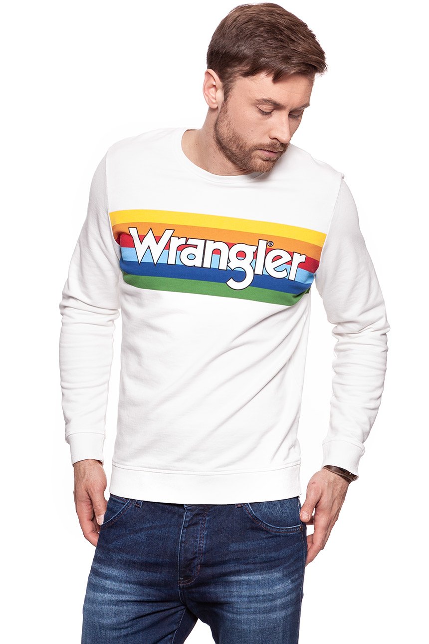 BLUZA WRANGLER MĘSKA RAINBOW SWEAT OFFWHITE W6528HP02