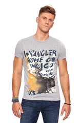 KOSZULKA WRANGLER S/S HOME OF INDIGO T MID GREY MEL W7A28FK37