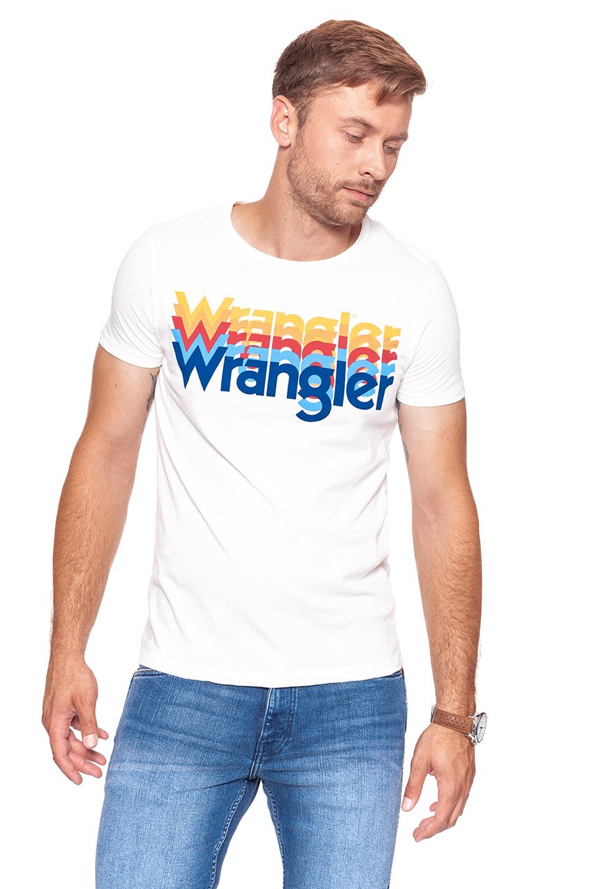 KOSZULKA WRANGLER RAINBOW TEE OFFWHITE W7A80FQ02