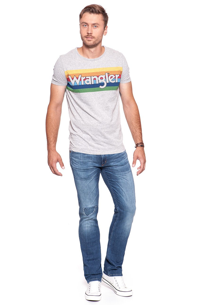 KOSZULKA WRANGLER RAINBOW TEE MID GREY MEL W7A80FQ37