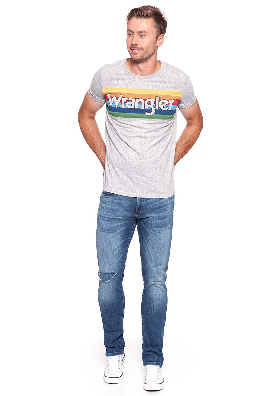 KOSZULKA WRANGLER RAINBOW TEE MID GREY MEL W7A80FQ37