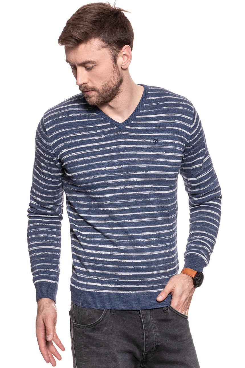 MĘSKI SWETER WRANGLER VNECK KNIT NEW INDIGO W8568R7RQ