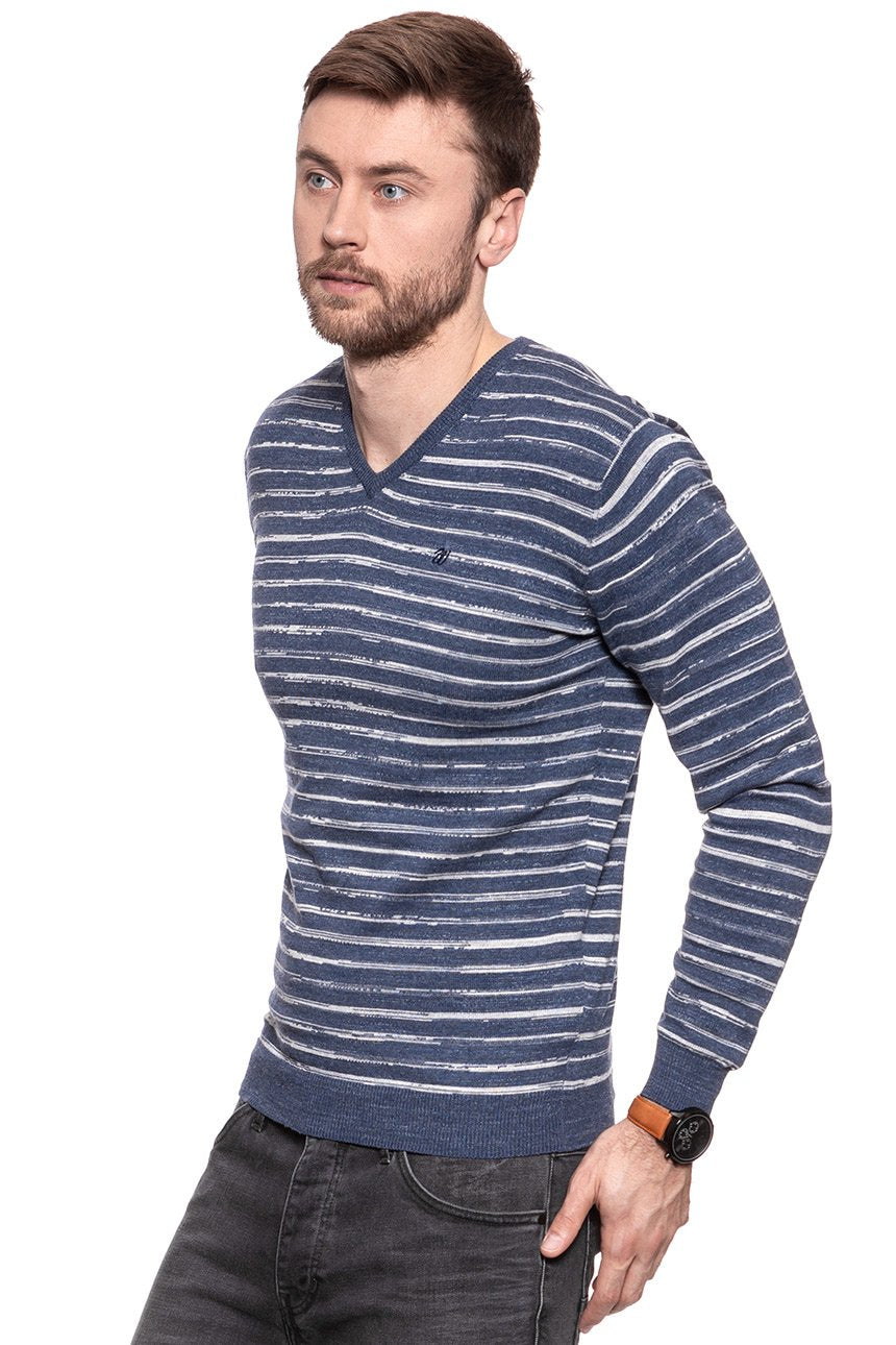 MĘSKI SWETER WRANGLER VNECK KNIT NEW INDIGO W8568R7RQ