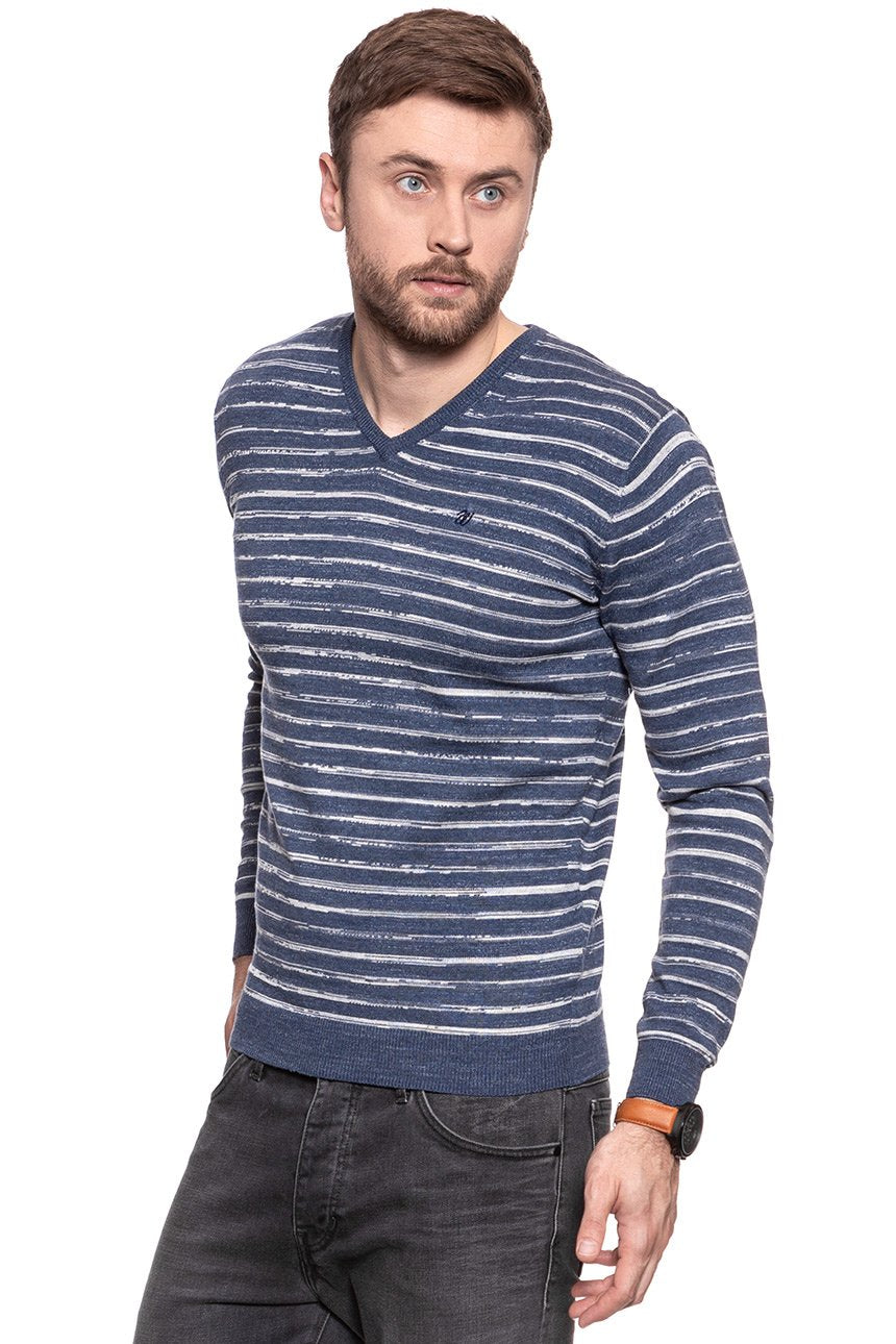 MĘSKI SWETER WRANGLER VNECK KNIT NEW INDIGO W8568R7RQ