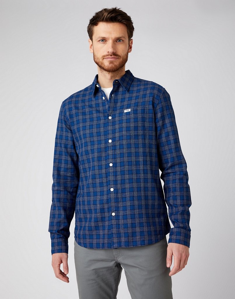 MĘSKA KOSZULA WRANGLER LS 1PKT SHIRT LIGHT INDIGO W5A11BX4E