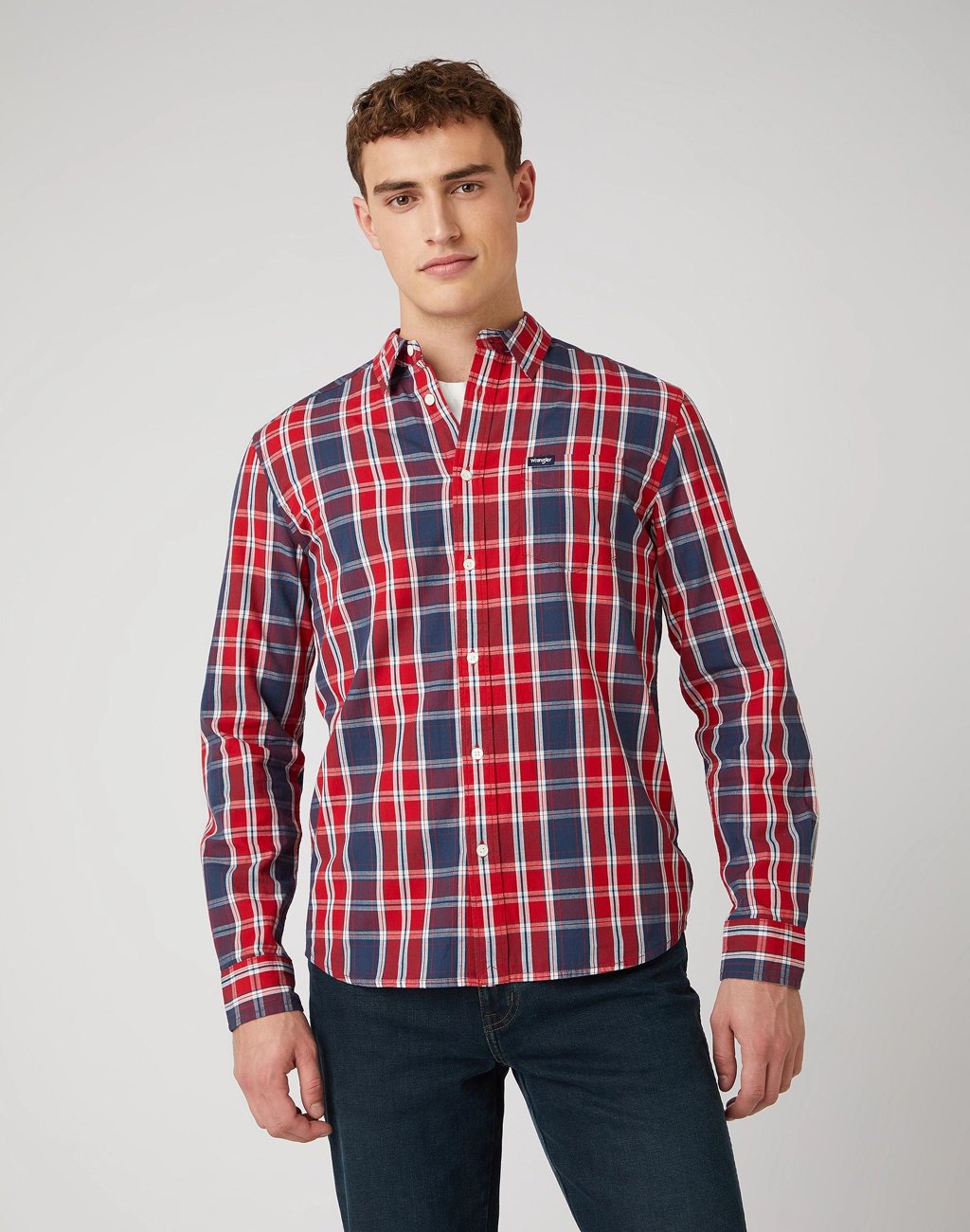 MĘSKA KOSZULA W KRATE WRANGLER LS 1PKT SHIRT CHINESE RED W5A14MXCJ