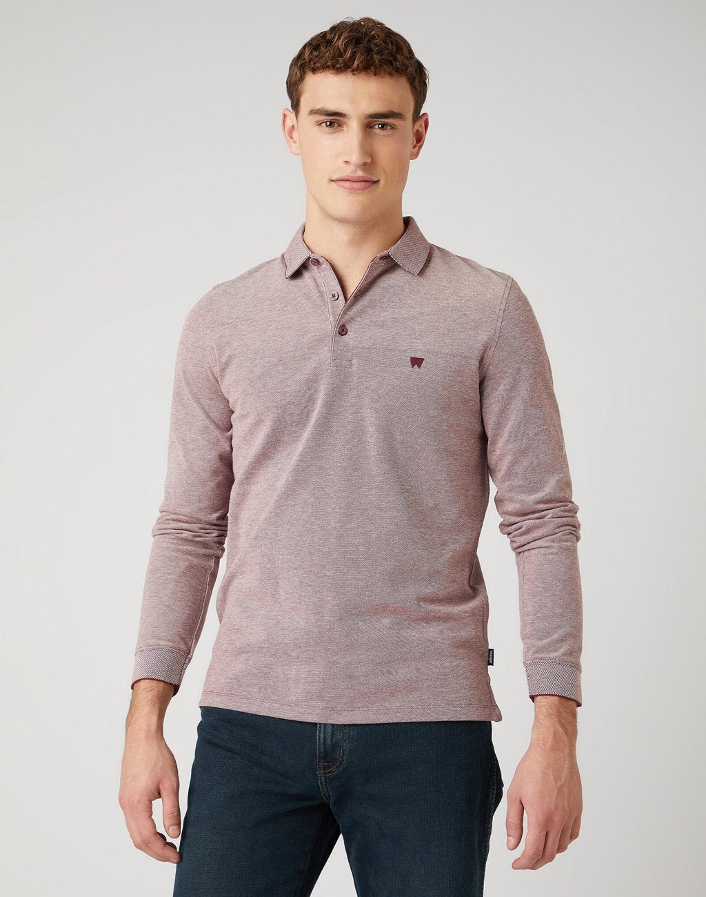 MĘSKIE POLO WRANGLER LS REFINED POLO TAWNY PORT W7F9KHX7O