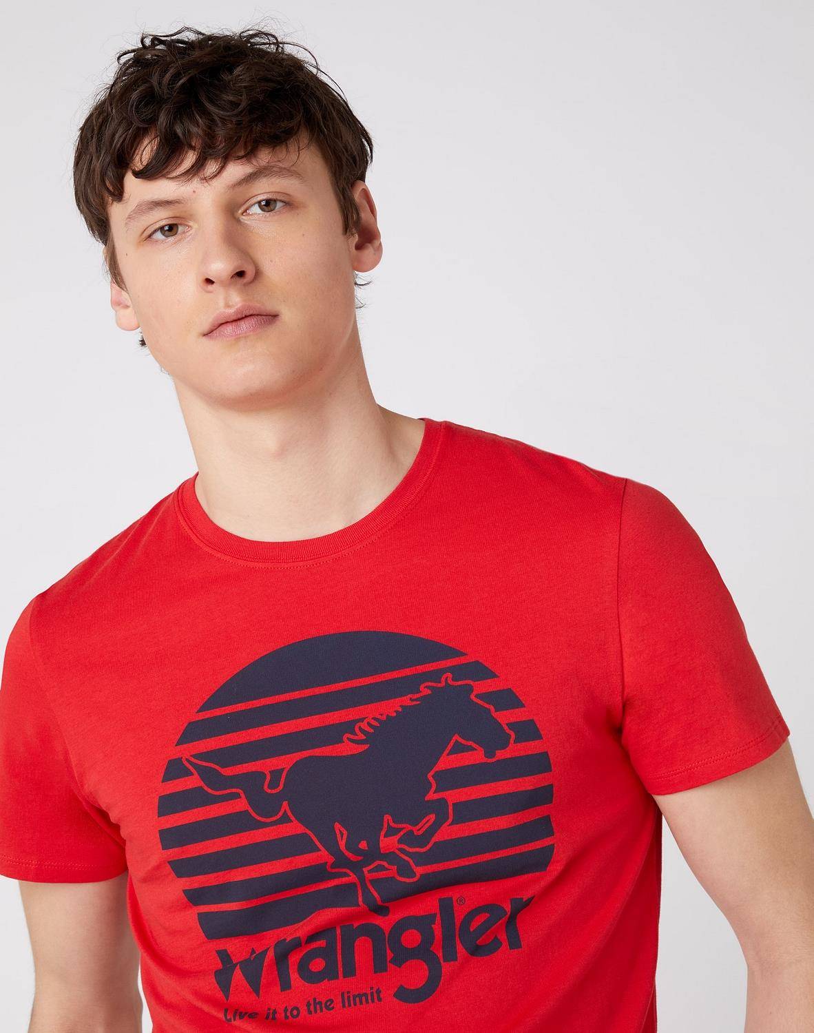 MĘSKI T-SHIRT WRANGLER SS HORSE TEE MARS RED W7G1D3X3A