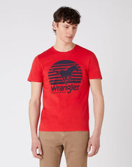 MĘSKI T-SHIRT WRANGLER SS HORSE TEE MARS RED W7G1D3X3A