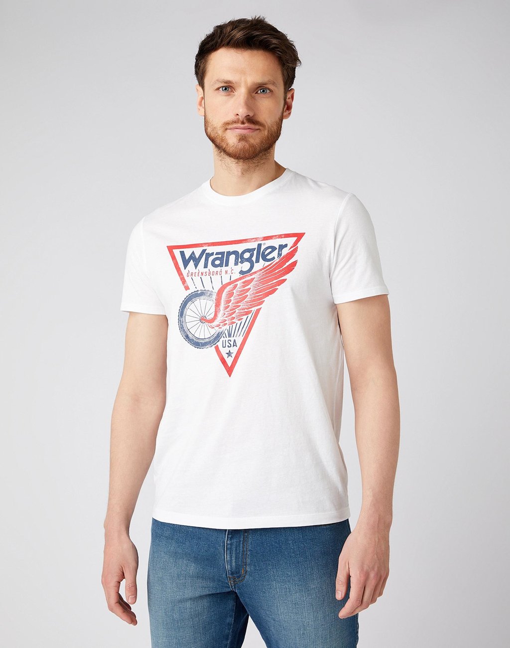 MĘSKI T-SHIRT WRANGLER AMERICANA TEE WHITE W7J6D3989