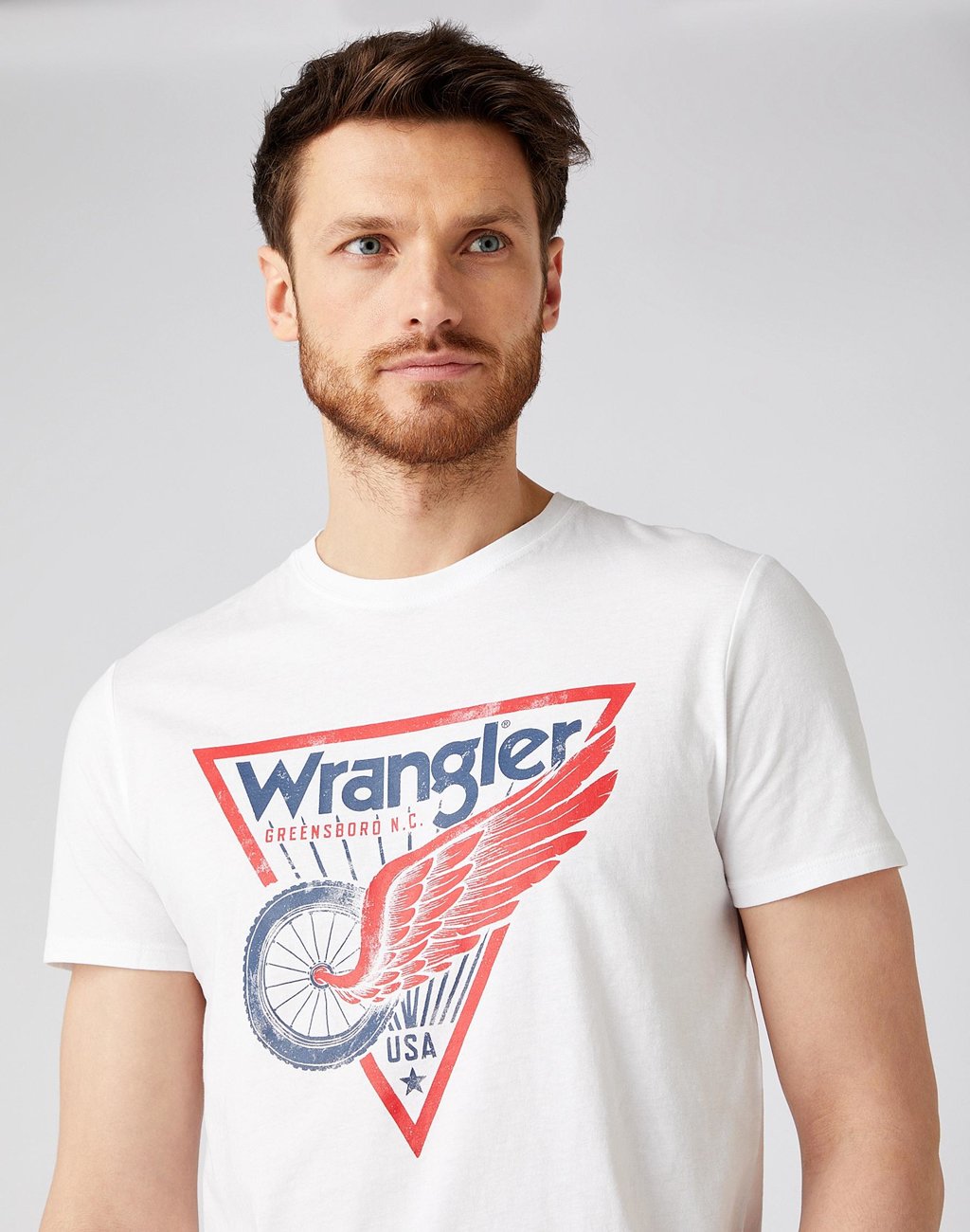 MĘSKI T-SHIRT WRANGLER AMERICANA TEE WHITE W7J6D3989