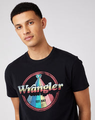 MĘSKI T-SHIRT WRANGLER RAINBOW BLACK W7J9D3100