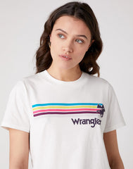 DAMSKI T-SHIRT WRANGLER HIGH RIB REGULAR TEE OFF WHITE W7N9GHX02