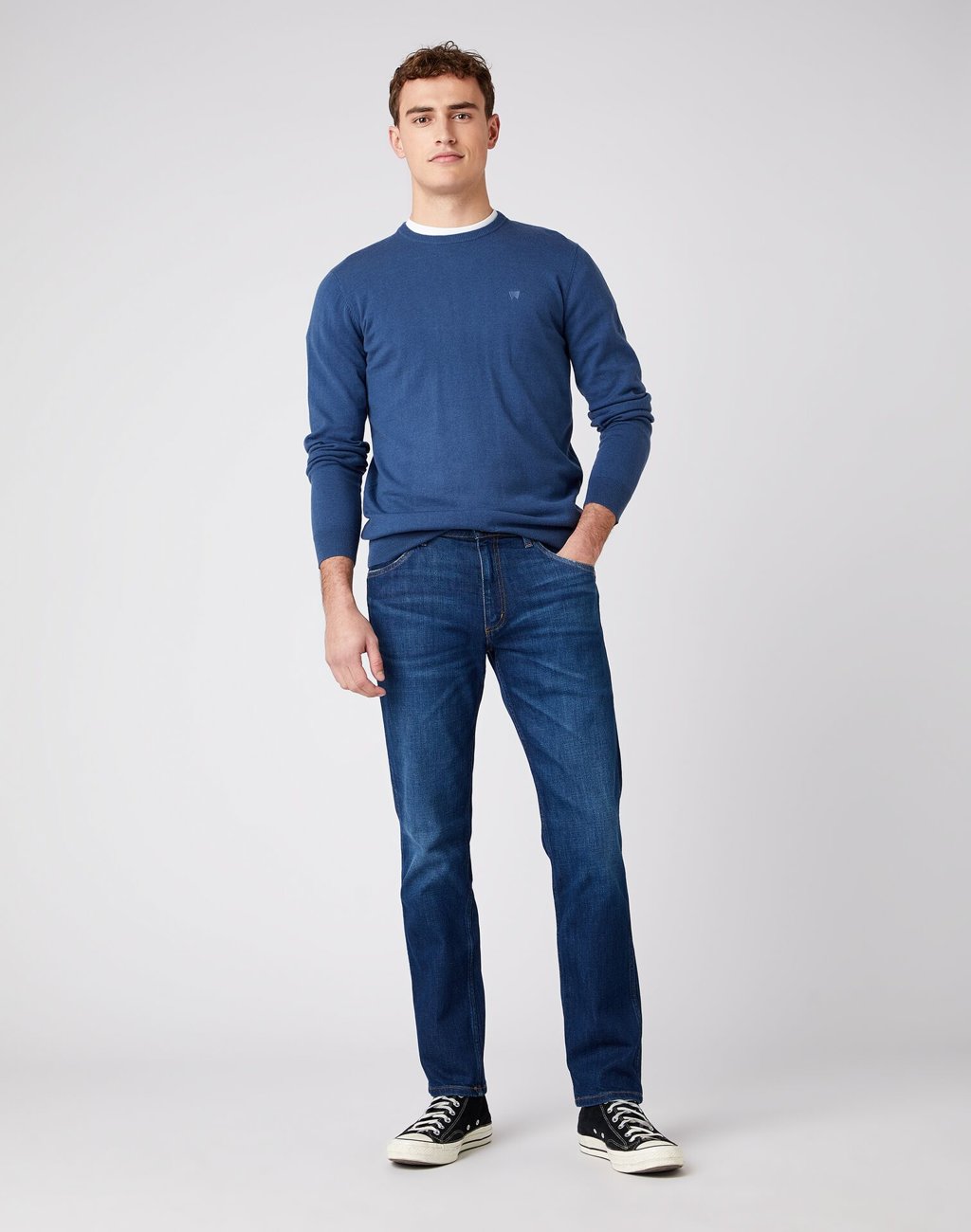 WRANGLER CREW KNIT DARK DENIM W8A02PXTG