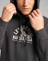 LEE GRAPHIC HOODIE MĘSKA BLUZA Z KAPTUREM LOGO  WASHED BLACK L82BSPON