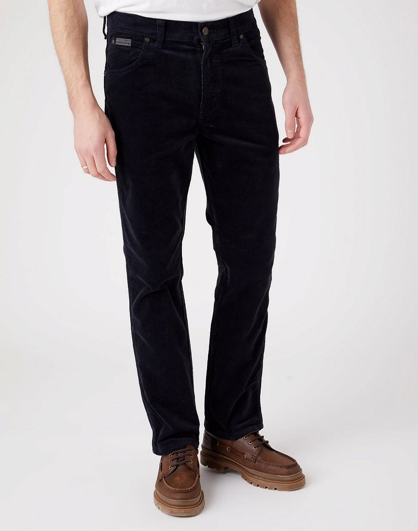 WRANGLER TEXAS SLIM MĘSKIE SPODNIE SZTRUKSOWE DARK NAVY W12SECXAE