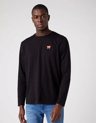 WRANGLER LS SIGN OFF TEE MĘSKA KOSZULKA Z DŁUGIM RĘKAWEM LOGO BLACK W70KD3100