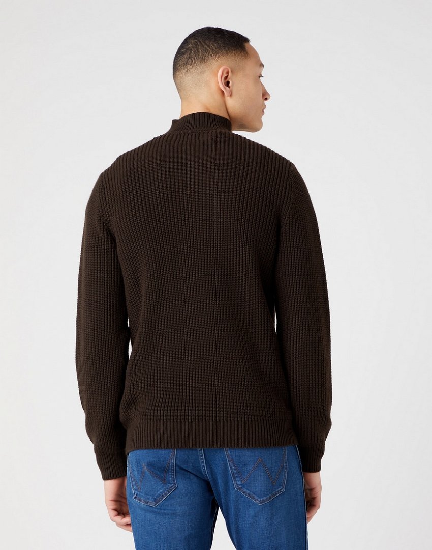 WRANGLER HALF ZIP KNIT MĘSKI SWETER ROZPINANY DELICIOSO BROWN W8D0PJH38